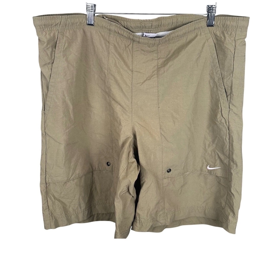 Nike Mens Ripstop Nylon Swim Trunks Olive Green Mesh Lined Board Shorts Large